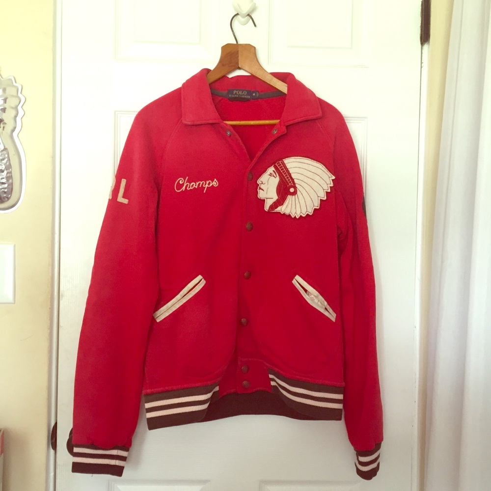 Beautifully Worn Embroidered Polo Varsity Jacket